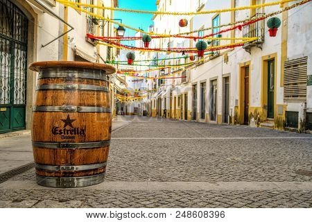Evora, Portugal - June 7, 2018 : Street View Of The Historic Centre Of Evora, Portugal. Evora Is A U