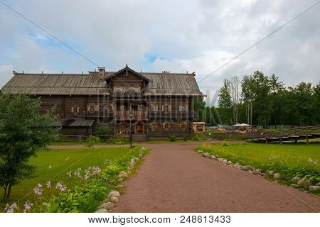 Russia, Saint Petersburg - August 18, 2017: The Reconstructed House Of Merchant Kostin From Zaonezhy