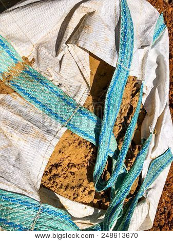 Sand In Bag At Construction Site,construction Materials.