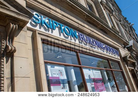 Skipton Yorkshire Uk  - 26 June 2018: Skipton Building Society Sign
