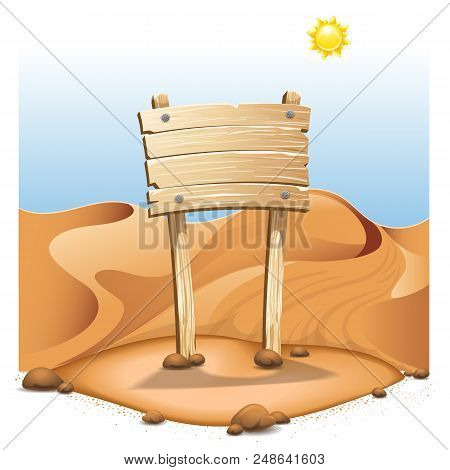 Empty Signboard On Deserted Hill.. Hires Vector File Eps 10. Layered And Editable