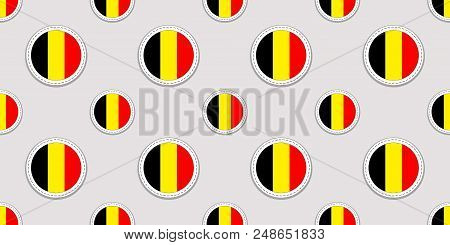 Belgian Background. Belgium Flag Seamless Pattern. Vector Round Icons. Geometric Symbols. Repeated T