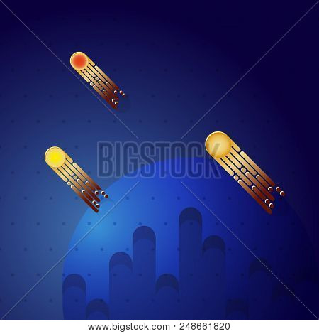 Created Flat Shooting Star On Dot Background, Stock Vector