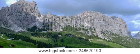 Beautiful Summer Mountain View Of Sella Group On Dolomites