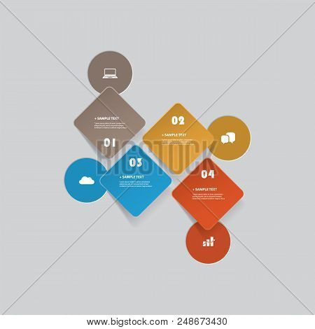 Colorful Modern Paper Cut Style Infographics Design - Set Of Minimalist Numbered Geometric Shapes, R