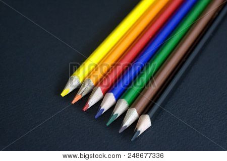 School Supplies On A Red Background, Paints And Brushes