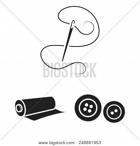 Atelier And Sewing Black Icons In Set Collection For Design. Equipment And Tools For Sewing Vector S