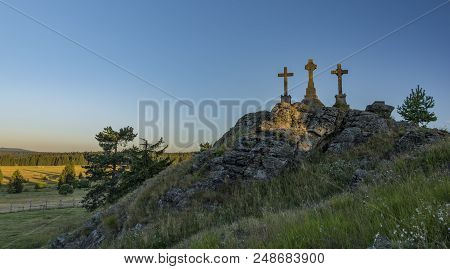 Slavkovsky Les Mountains In Summer Sunny Nice Morning Near Krizky Area