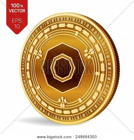 Komodo. 3d Isometric Physical Coin. Digital Currency. Cryptocurrency. Golden Coin With Komodo Symbol