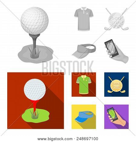 Emblem Of The Golf Club, Cap With A Visor, Golfer Shirt, Phone With A Navigator.golf Club Set Collec