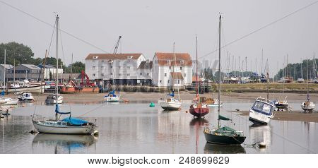 Landscape Shot At Mid Tide Showing The Tide Mill At Woodbridge In Suffolk Uk Which Lies On The River