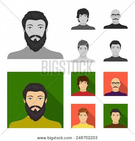 The Appearance Of The Young Guy, The Face Of A Bald Man With A Mustache In His Glasses. Face And App