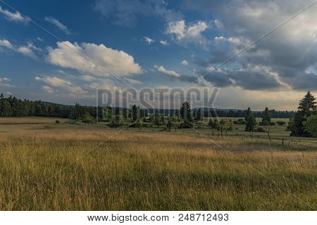 Slavkovsky Les Mountains In Summer Sunny Sunset Evening Near Krizky Area