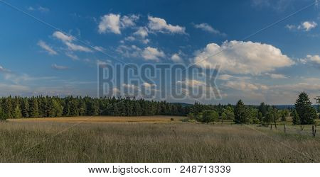Slavkovsky Les Mountains In Summer Sunny Sunset Evening Near Krizky Area