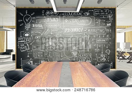 Business Plan Concept With Business Doodles Sketch Set, Infographics Elements , Icons, Graphs, Stats