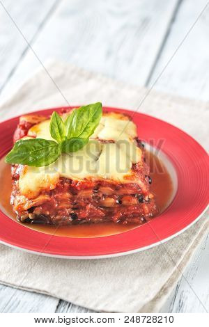 Portion Of Italian Eggplant Parmigiana Di Melanzane