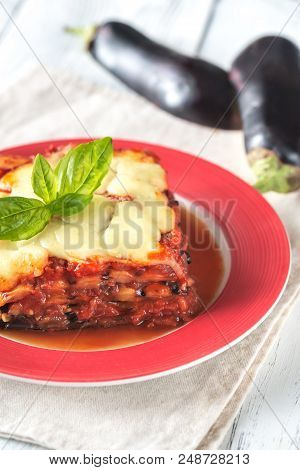 Portion Of Italian Eggplant Parmigiana Di Melanzane