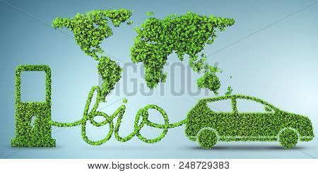 Car powered by biofuel - 3d rendering