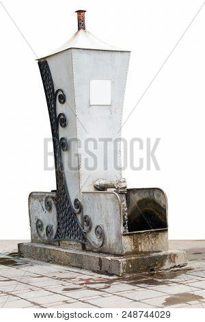Decorative Fountain (spigot) Installed On A Discharge Pipe Of A Wellhead Of A Flowing Artesian Well.