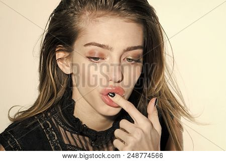 Beauty And Fashion. Fashion Model Pose Isolated On White Background. Girl With Healthy Skin. Beauty 