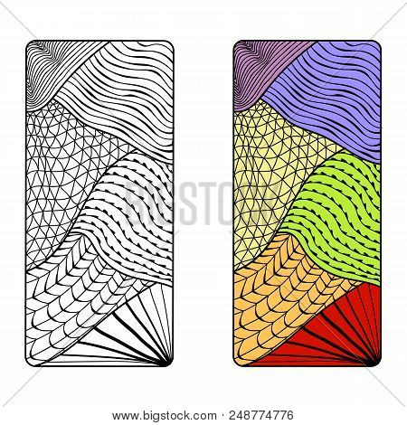 Abstract From Doodling And Zentangle. Coloring Book. Abstract Background For Your Phone Case. Hand D