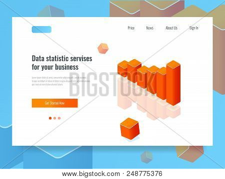 Bar Chart Banner, Statistic And Planning Concept, Business Analytics Isometric Vector Illustration