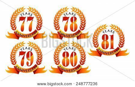 Ribbon Anniversary Leaf Template Set Design Vector