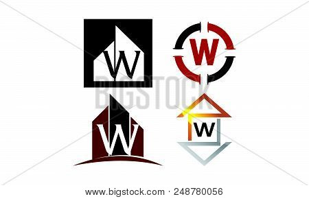 Logotype W Modern Set Design Template Vector