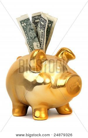 Dollár-bankjegyek és malacka Bank