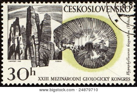 Bjerge og fossile på Post stempel