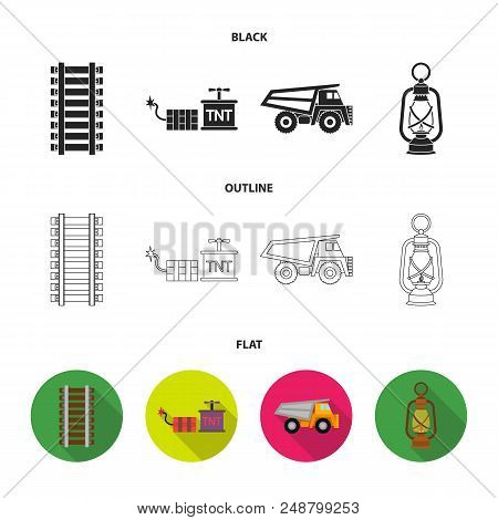 Ryllsy, Vzryvchatka, Dumper, Lantern.mine Set Collection Icons In Black, Flat, Outline Style Vector 