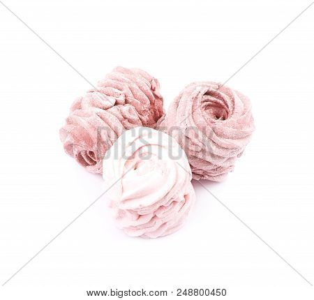 Marshmallow Pink Zephyr Confection Isolated Over The White Background