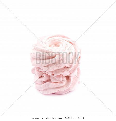 Marshmallow Pink Zephyr Confection Isolated Over The White Background