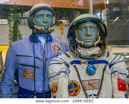 Kaluga, Russia, September 17, 2017: Russian astronaut spacesuit in Kaluga space museum