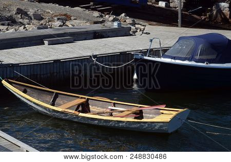Marina of the Norwegian fishing town Hvaler . June 19,2018. Hvaler,Norway