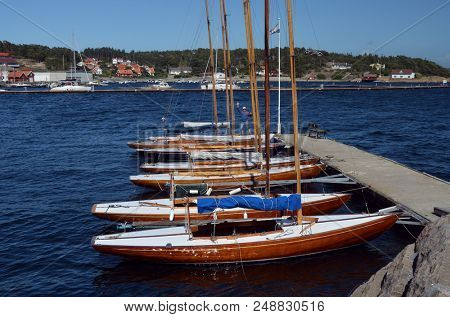 Marina of the Norwegian fishing town Hvaler . June 19,2018. Hvaler,Norway