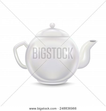 Realistic Detailed 3d Template Blank White Ceramic Teapot Mock Up On A Background . Vector Illustrat