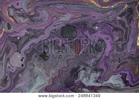 Marble Abstract Acrylic Background. Marbling Artwork Texture. Agate Ripple Pattern. Gold Powder
