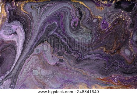 Marble Abstract Acrylic Background. Marbling Artwork Texture. Agate Ripple Pattern. Gold Powder