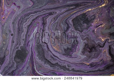 Marble Abstract Acrylic Background. Marbling Artwork Texture. Agate Ripple Pattern. Gold Powder