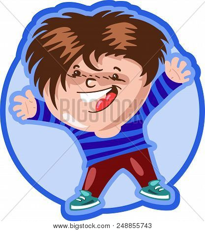 Happy Boy Cartoon Style Funny Vector Illustration