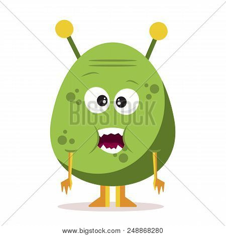 Cute Cartoon Monster Isolated On White Background.cartoon Monster Avatar. Halloween Concepr. Vector 
