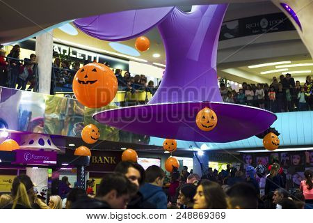 29 Octomber 2018 Unidentified People In The Commercial Center, Halloween, Chisinau, Moldova