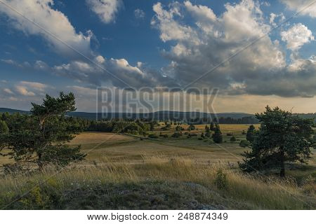 Slavkovsky Les Mountains In Summer Sunny Sunset Evening Near Krizky Area