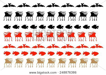 Deer And Fish Decorative Elements Handdrawn On White Font