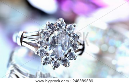 Silver Ring With Diamonds - Jewelery, Cold Color Balance