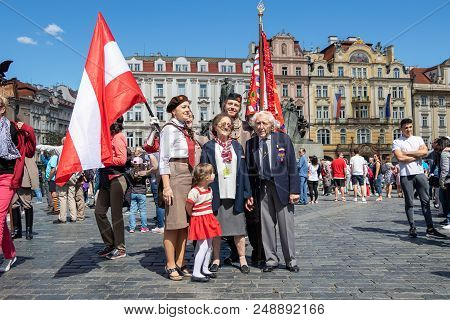 Prague, Czech Republic - July 1, 2018: Austrian Visitors At Sokolsky Slet, A Once-every-six-years Ga