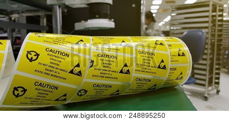 Yellow Caution Label,special Label Symbol For Electrostatic Sensitive Devices.