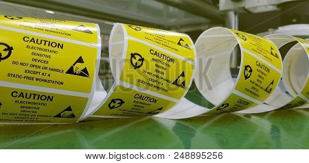 Yellow Caution Label,special Label Symbol For Electrostatic Sensitive Devices.
