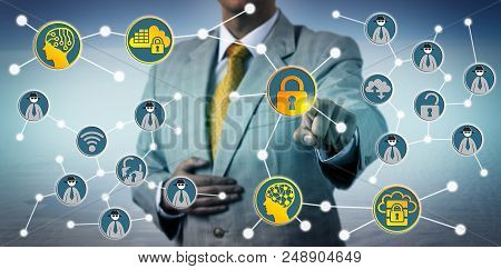 Unrecognizable Corporate Executive Is Countering An Increasing Number Of Cyber Threats With A Cybers